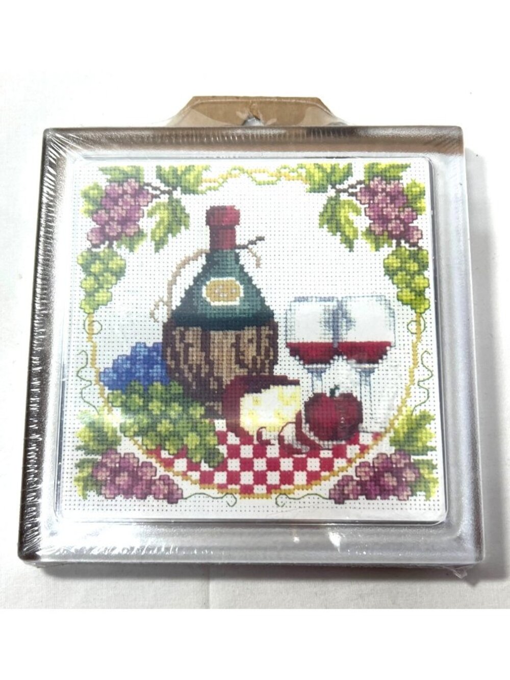Wine & Cheese Cross Stitch Kit With Frame